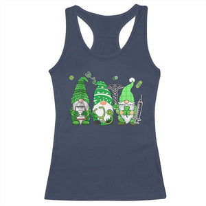 Nurse St Patricks Day Racerback Tank Top Lucky Shamrock Leopard Gnomes Irish Nurses TS10 Navy Print Your Wear