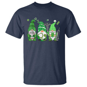 Nurse St Patricks Day T Shirt Lucky Shamrock Leopard Gnomes Irish Nurses TS10 Navy Print Your Wear