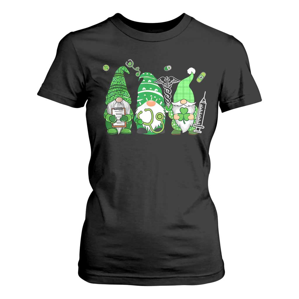 Nurse St Patricks Day T Shirt For Women Lucky Shamrock Leopard Gnomes Irish Nurses TS10 Black Print Your Wear