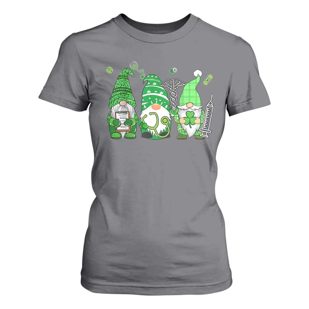 Nurse St Patricks Day T Shirt For Women Lucky Shamrock Leopard Gnomes Irish Nurses TS10 Charcoal Print Your Wear