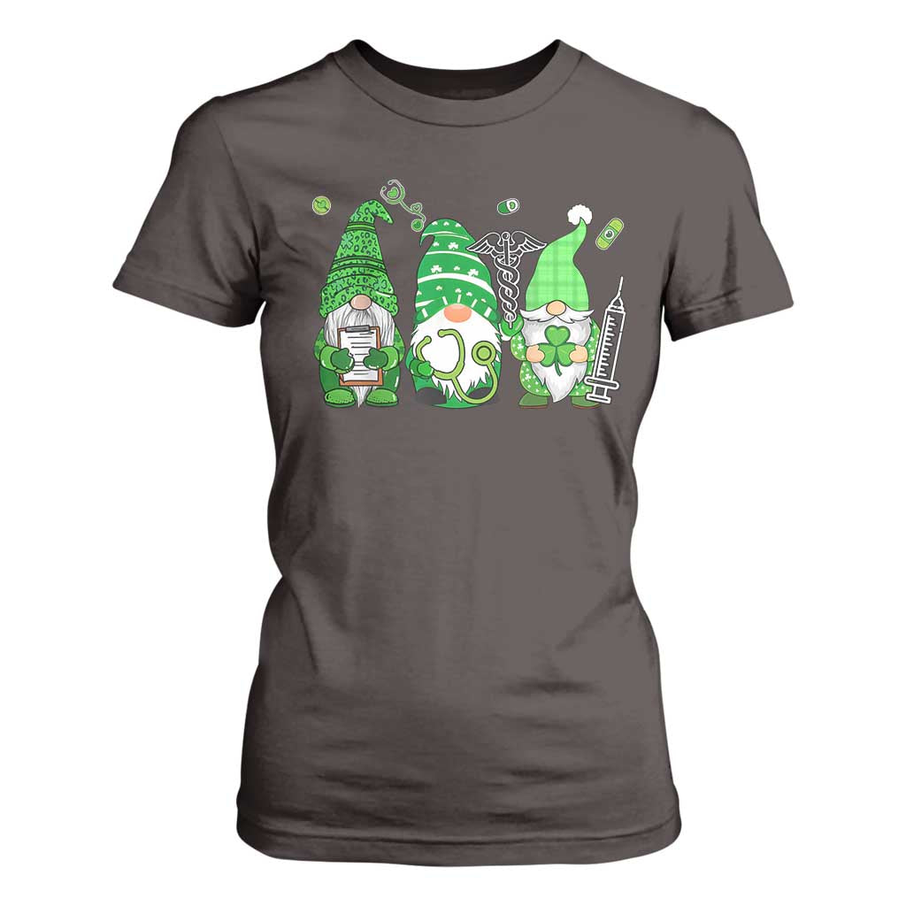 Nurse St Patricks Day T Shirt For Women Lucky Shamrock Leopard Gnomes Irish Nurses TS10 Dark Chocolate Print Your Wear