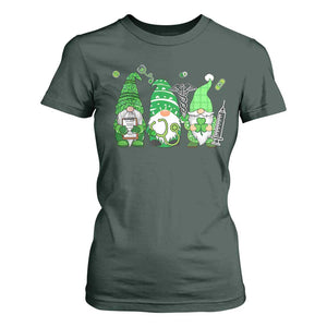 Nurse St Patricks Day T Shirt For Women Lucky Shamrock Leopard Gnomes Irish Nurses TS10 Dark Forest Green Print Your Wear