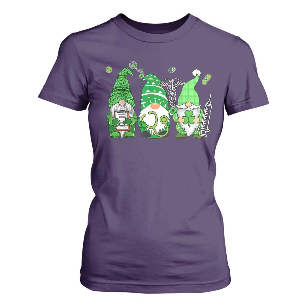 Nurse St Patricks Day T Shirt For Women Lucky Shamrock Leopard Gnomes Irish Nurses TS10 Purple Print Your Wear