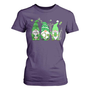 Nurse St Patricks Day T Shirt For Women Lucky Shamrock Leopard Gnomes Irish Nurses TS10 Purple Print Your Wear