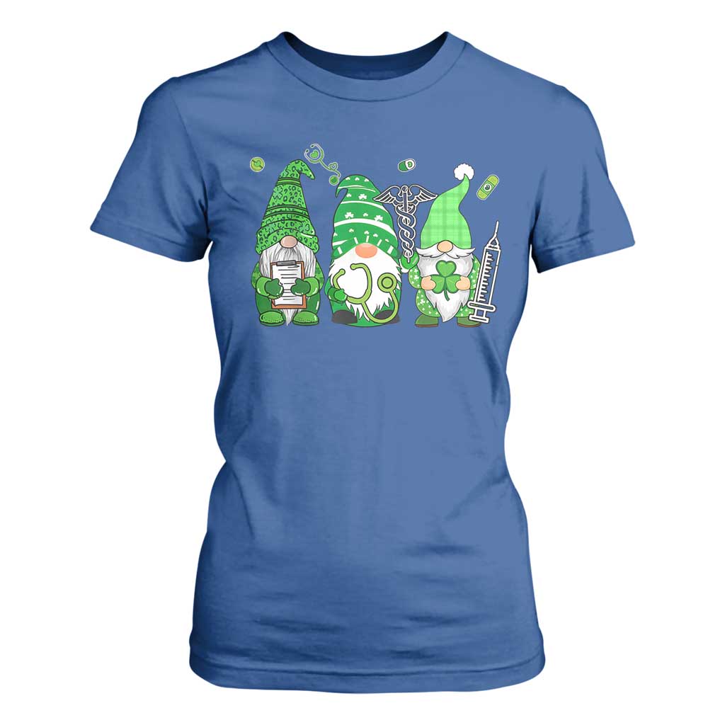 Nurse St Patricks Day T Shirt For Women Lucky Shamrock Leopard Gnomes Irish Nurses TS10 Royal Blue Print Your Wear