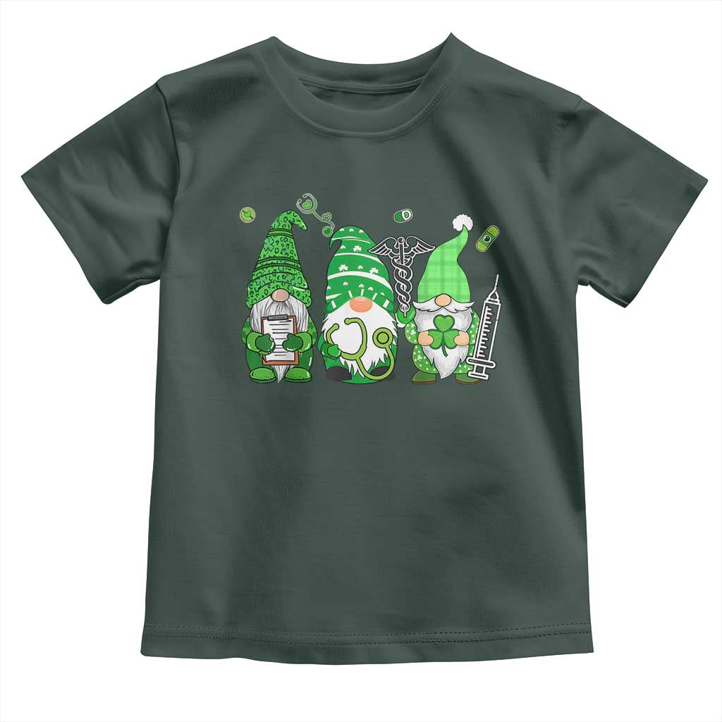 Nurse St Patricks Day Toddler T Shirt Lucky Shamrock Leopard Gnomes Irish Nurses TS10 Dark Forest Green Print Your Wear