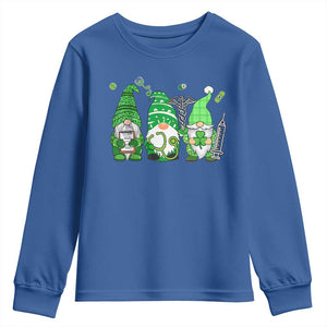 Nurse St Patricks Day Youth Sweatshirt Lucky Shamrock Leopard Gnomes Irish Nurses TS10 Royal Blue Print Your Wear