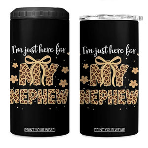 Im Just Here For My Nephew 4 in 1 Can Cooler Tumbler Gift For Aunt From Nephew Leopard TS10 One Size: 16 oz Black Print Your Wear