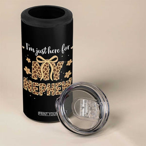 Im Just Here For My Nephew 4 in 1 Can Cooler Tumbler Gift For Aunt From Nephew Leopard TS10 Print Your Wear