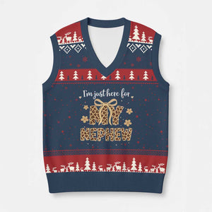 Im Just Here For My Nephew V-Neck Knit Sweater Vest Gift For Aunt From Nephew Leopard TS10 Navy Red Print Your Wear