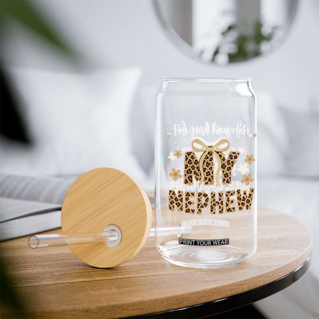 Im Just Here For My Nephew Glass Can Gift For Aunt From Nephew Leopard TS10 Print Your Wear