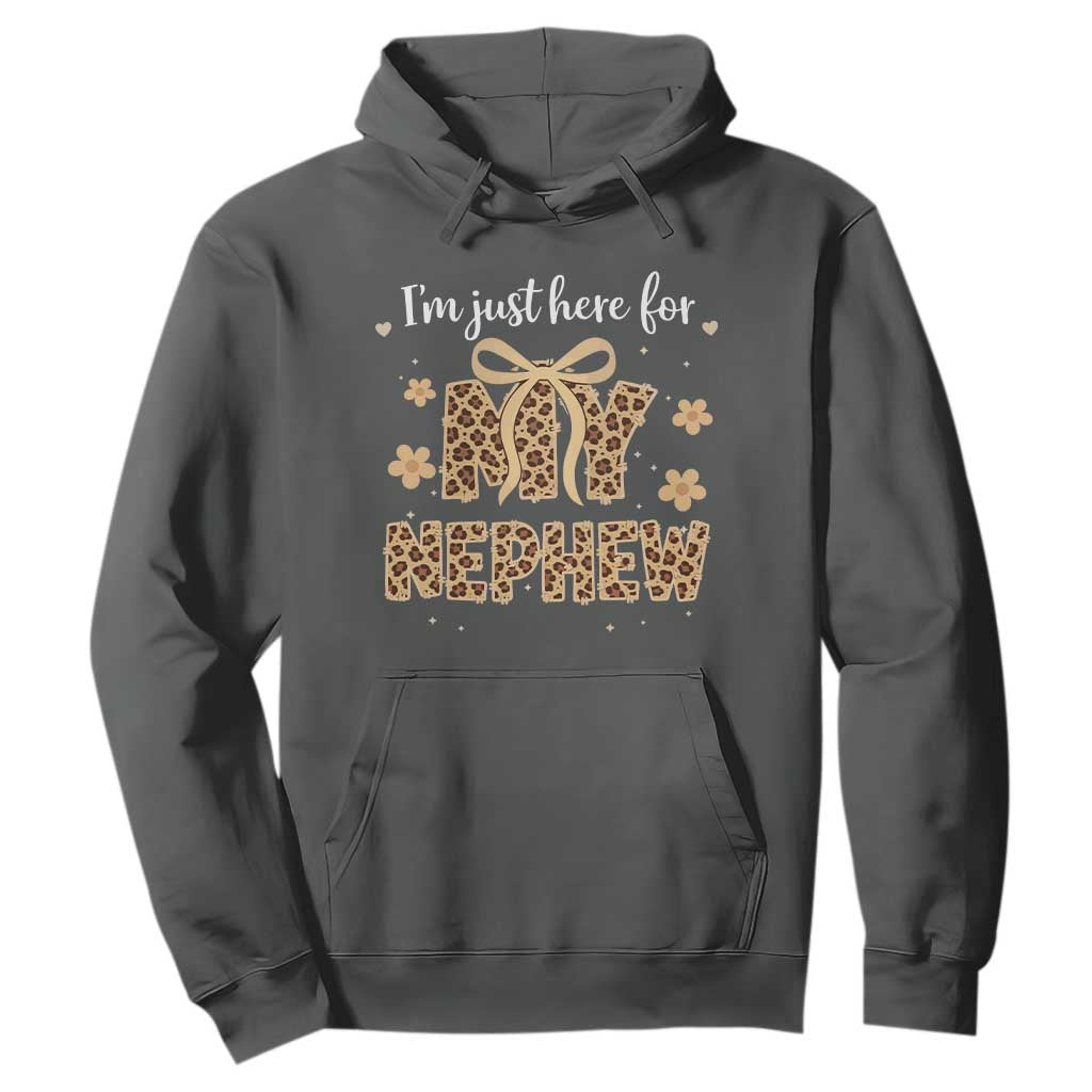 Im Just Here For My Nephew Hoodie Gift For Aunt From Nephew Leopard TS10 Dark Heather Print Your Wear