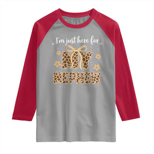 Im Just Here For My Nephew Raglan Shirt Gift For Aunt From Nephew Leopard TS10 Sport Gray Red Print Your Wear