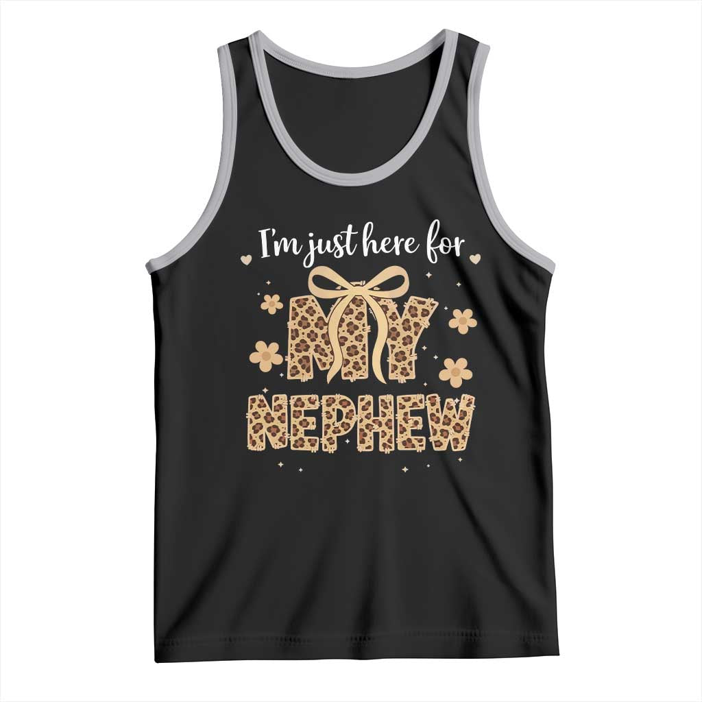 Im Just Here For My Nephew Tank Top Gift For Aunt From Nephew Leopard TS10 Black Athletic Heather Print Your Wear