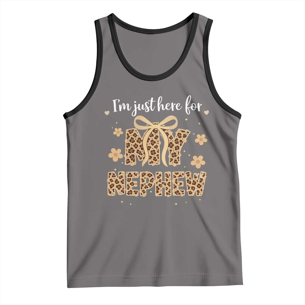Im Just Here For My Nephew Tank Top Gift For Aunt From Nephew Leopard TS10 Deep Heather Black Print Your Wear