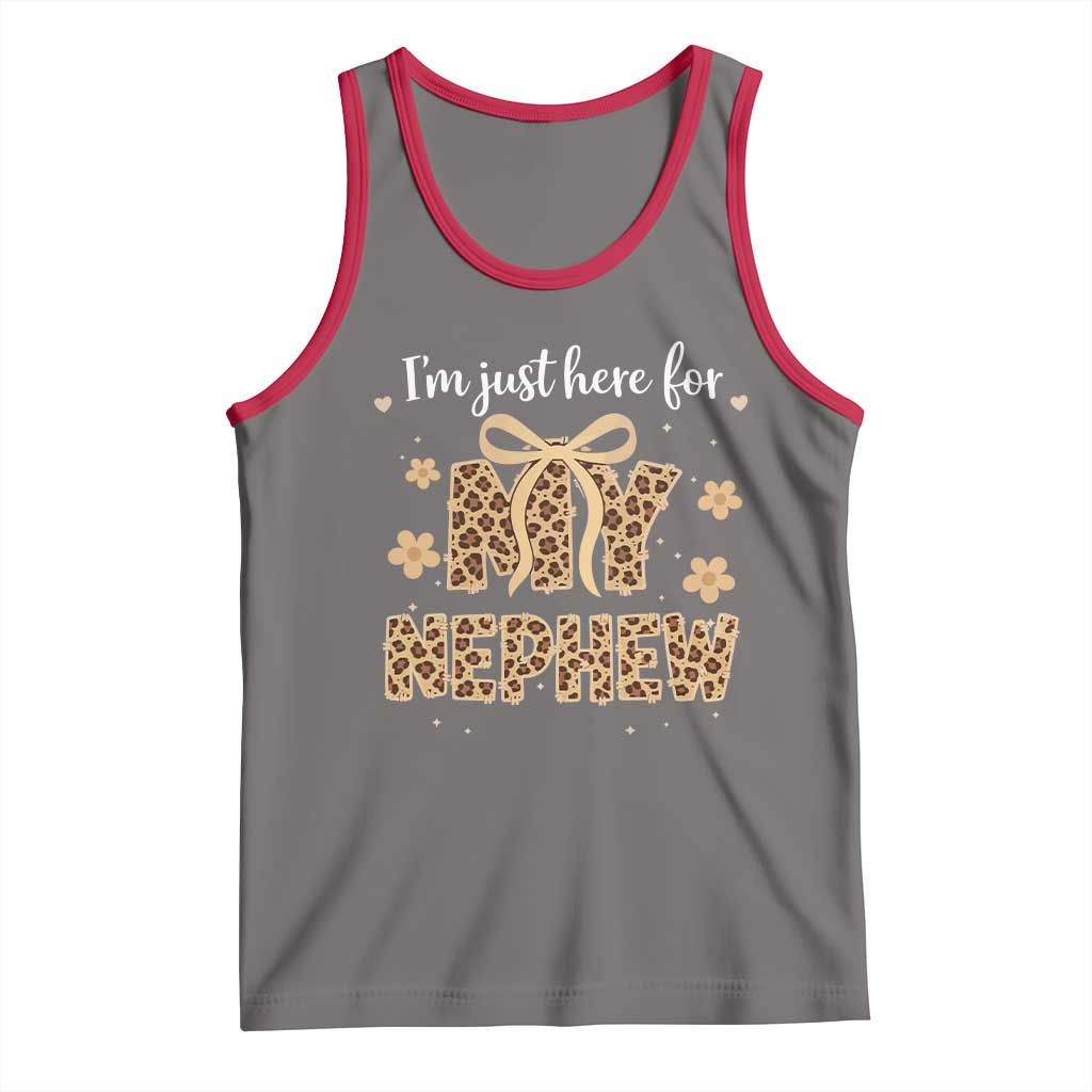 Im Just Here For My Nephew Tank Top Gift For Aunt From Nephew Leopard TS10 Deep Heather Red Print Your Wear