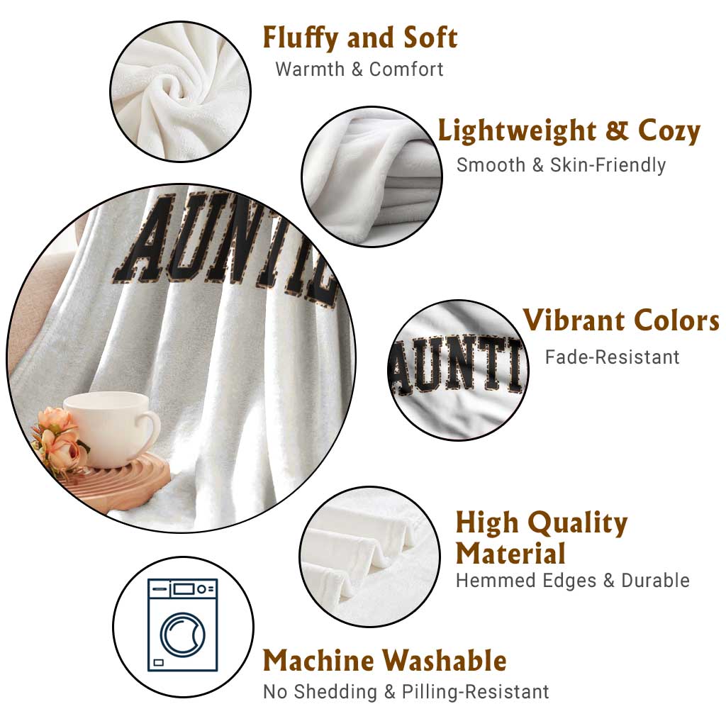 Auntie Throw Blanket Retro Varsity New Aunt Letter Print TS10 Print Your Wear