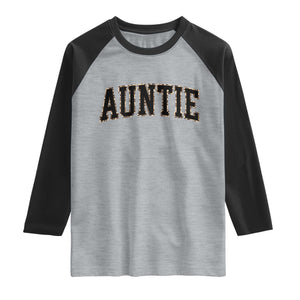 Auntie Raglan Shirt Retro Varsity New Aunt Letter Print TS10 Heather Gray Black Print Your Wear