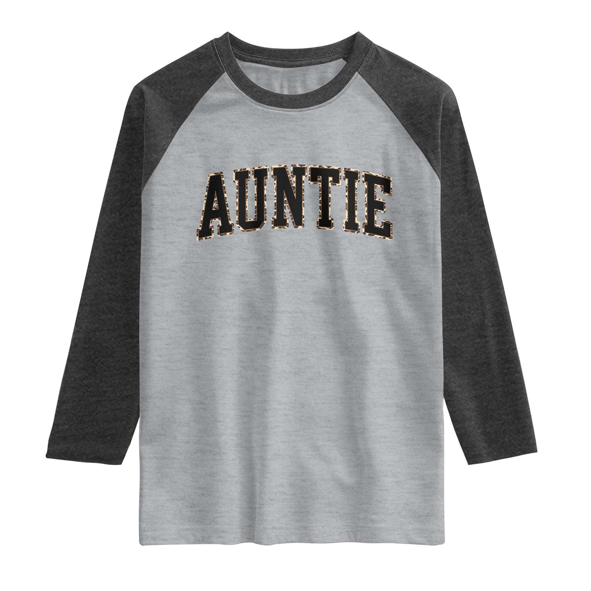 Auntie Raglan Shirt Retro Varsity New Aunt Letter Print TS10 Heather Gray Heather Charcoal Print Your Wear