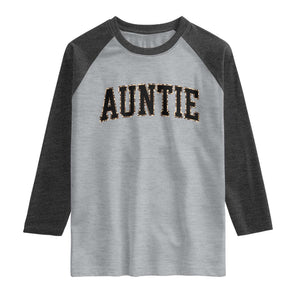 Auntie Raglan Shirt Retro Varsity New Aunt Letter Print TS10 Heather Gray Heather Charcoal Print Your Wear