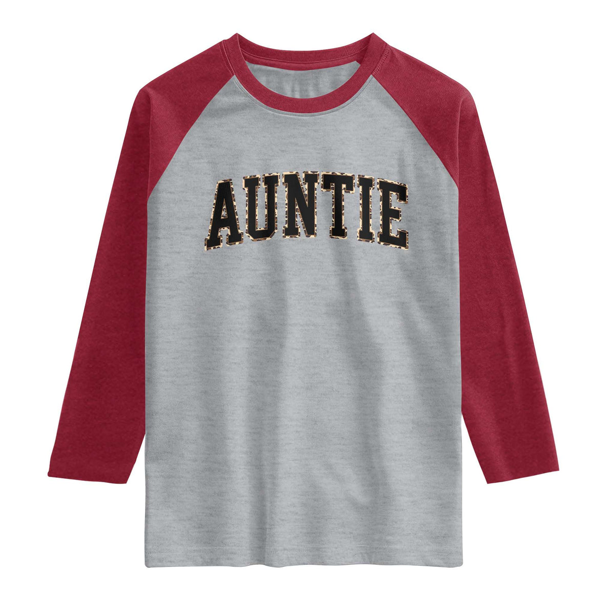 Auntie Raglan Shirt Retro Varsity New Aunt Letter Print TS10 Heather Gray Heather Red Print Your Wear