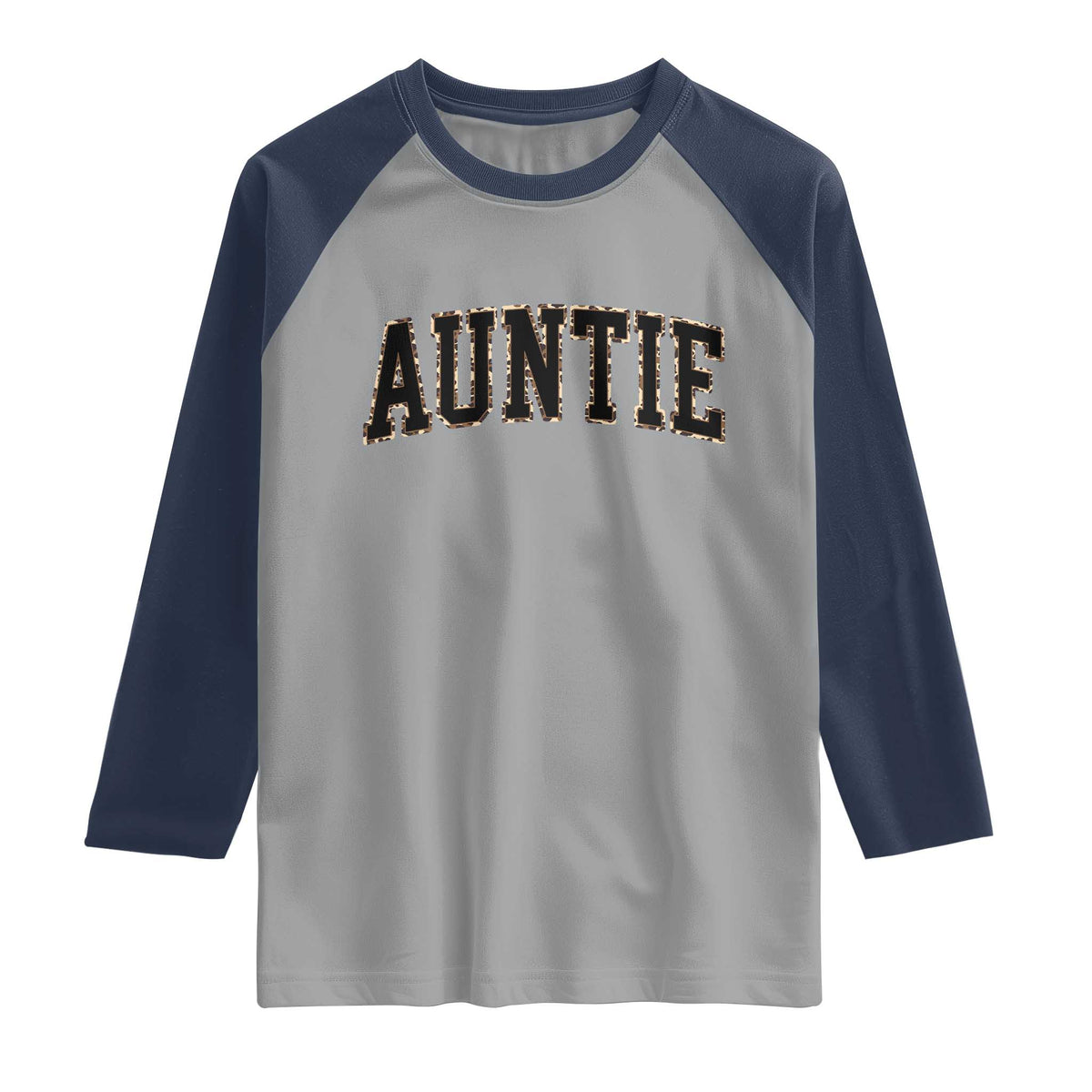 Auntie Raglan Shirt Retro Varsity New Aunt Letter Print TS10 Sport Gray Navy Print Your Wear