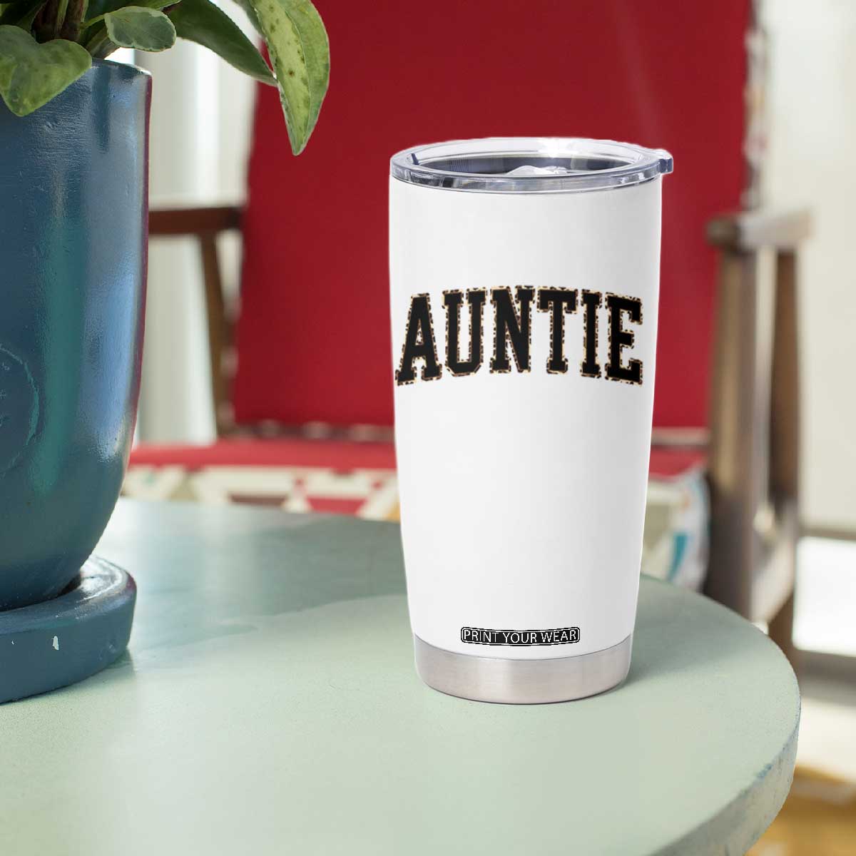 Auntie Tumbler Cup Retro Varsity New Aunt Letter Print TS10 Print Your Wear