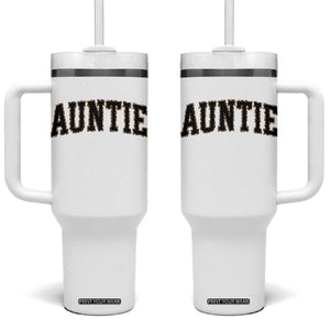 Auntie Tumbler With Handle Retro Varsity New Aunt Letter Print TS10 One Size: 40 oz White Print Your Wear