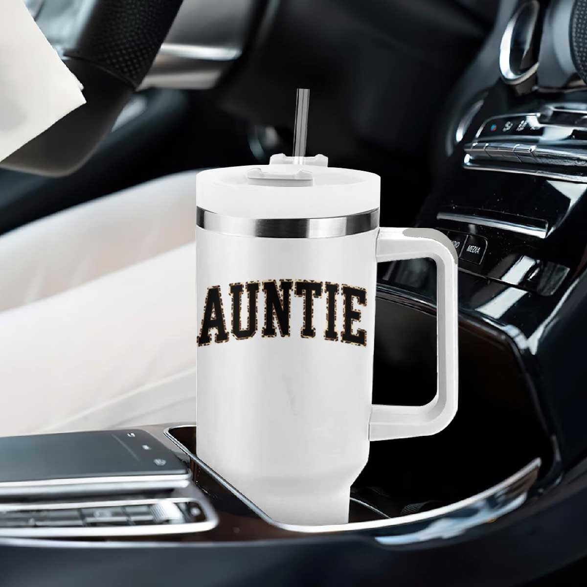Auntie Tumbler With Handle Retro Varsity New Aunt Letter Print TS10 Print Your Wear