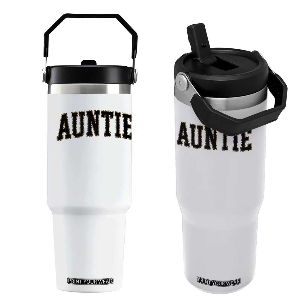 Auntie Flip Straw Tumbler Retro Varsity New Aunt Letter Print TS10 One Size: 30 oz White Print Your Wear