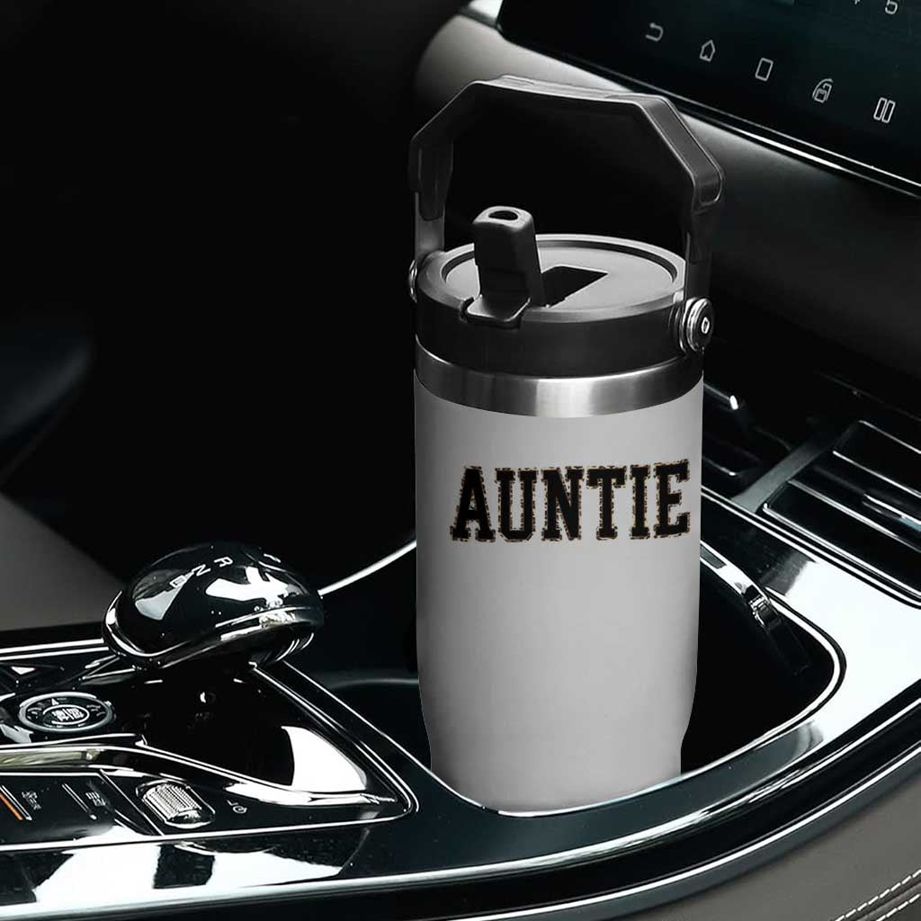 Auntie Flip Straw Tumbler Retro Varsity New Aunt Letter Print TS10 Print Your Wear