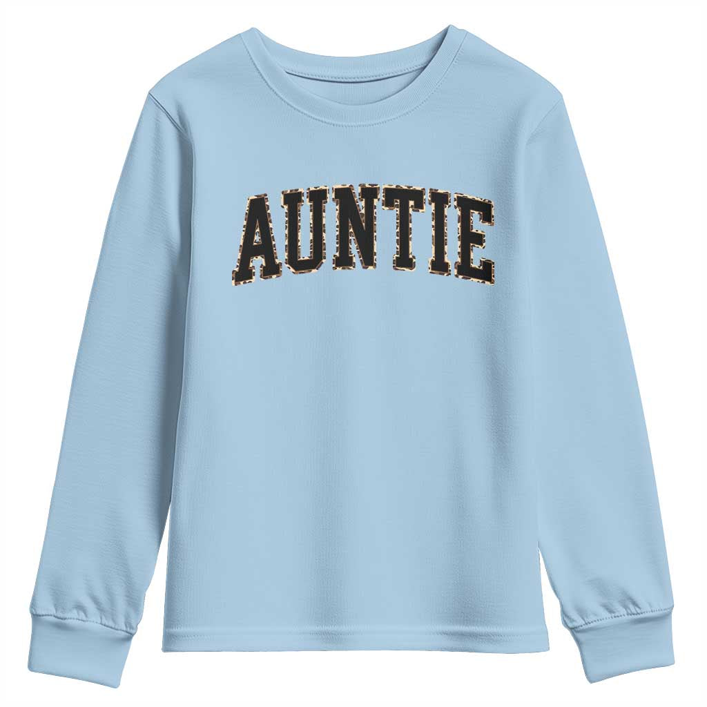 Auntie Youth Sweatshirt Retro Varsity New Aunt Letter Print TS10 Light Blue Print Your Wear