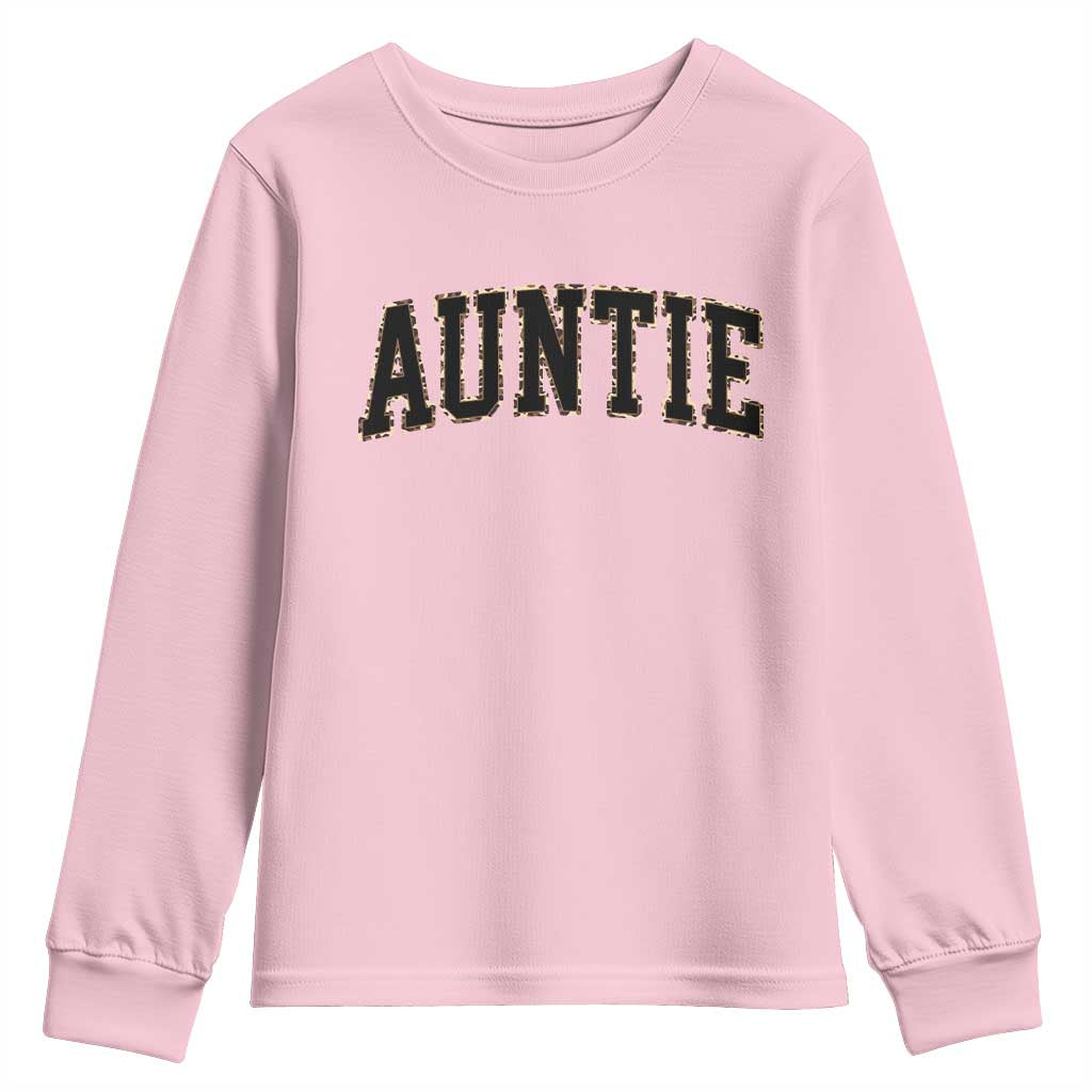 Auntie Youth Sweatshirt Retro Varsity New Aunt Letter Print TS10 Light Pink Print Your Wear