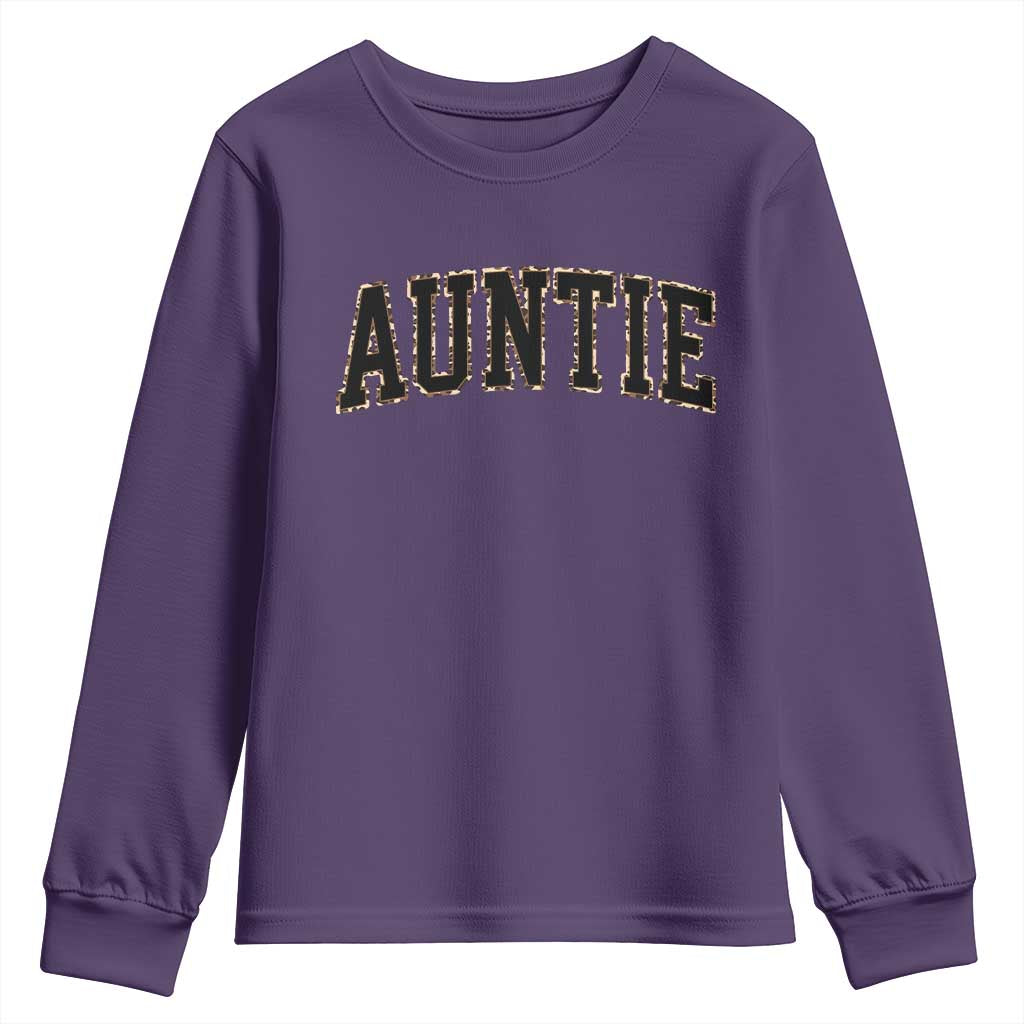 Auntie Youth Sweatshirt Retro Varsity New Aunt Letter Print TS10 Purple Print Your Wear