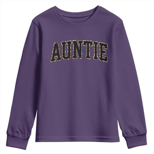 Auntie Youth Sweatshirt Retro Varsity New Aunt Letter Print TS10 Purple Print Your Wear