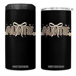 Leopard Auntie 4 in 1 Can Cooler Tumbler Coquette Bow Cute Gift For Aunt TS10 One Size: 16 oz Black Print Your Wear