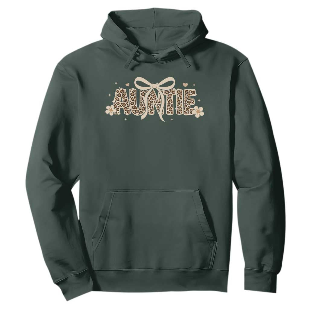 Leopard Auntie Hoodie Coquette Bow Cute Gift For Aunt TS10 Dark Forest Green Print Your Wear