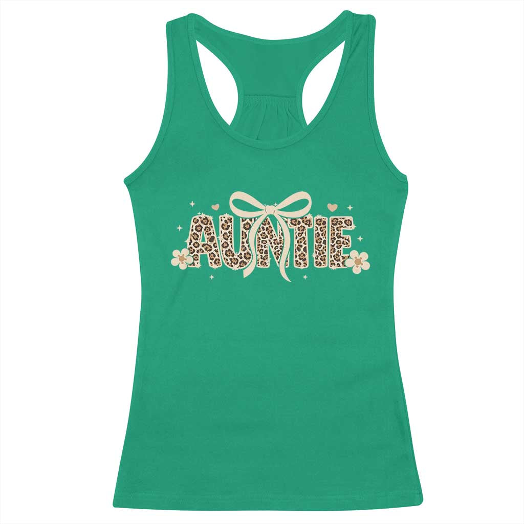 Leopard Auntie Racerback Tank Top Coquette Bow Cute Gift For Aunt TS10 Irish Green Print Your Wear