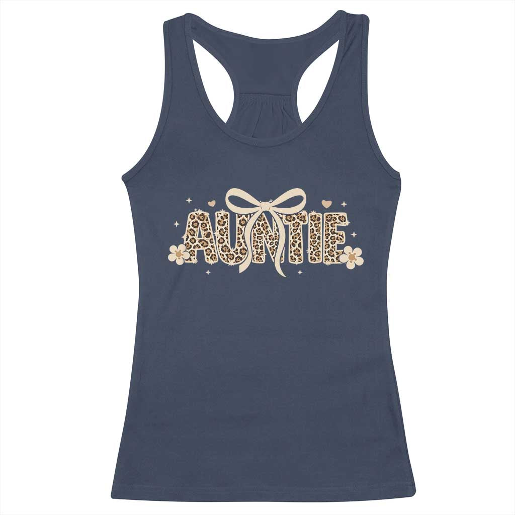 Leopard Auntie Racerback Tank Top Coquette Bow Cute Gift For Aunt TS10 Navy Print Your Wear