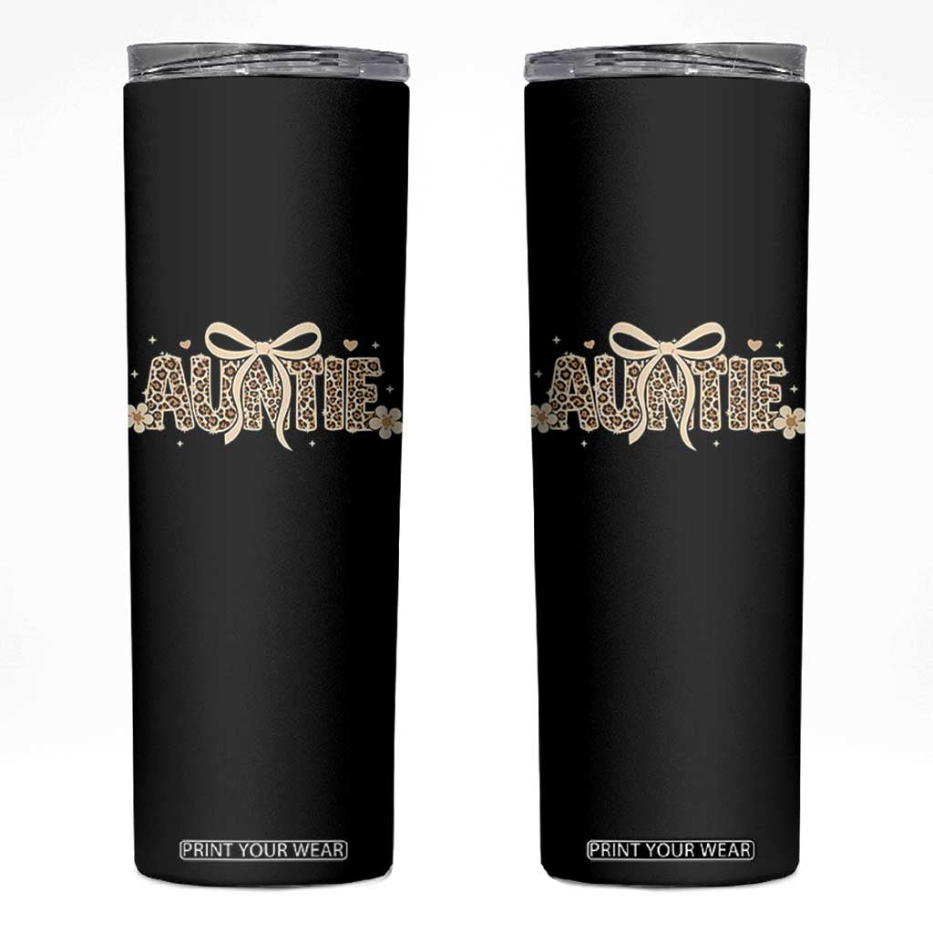 Leopard Auntie Skinny Tumbler Coquette Bow Cute Gift For Aunt TS10 Black Print Your Wear
