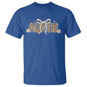 Leopard Auntie T Shirt Coquette Bow Cute Gift For Aunt TS10 Royal Blue Print Your Wear
