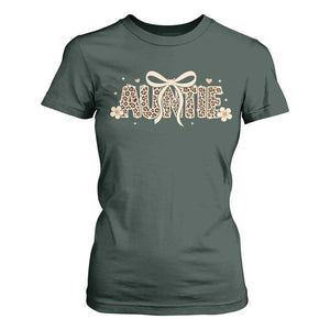 Leopard Auntie T Shirt For Women Coquette Bow Cute Gift For Aunt TS10 Dark Forest Green Print Your Wear