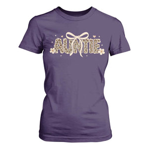 Leopard Auntie T Shirt For Women Coquette Bow Cute Gift For Aunt TS10 Purple Print Your Wear