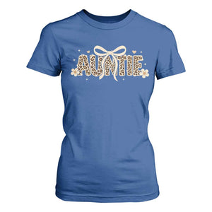 Leopard Auntie T Shirt For Women Coquette Bow Cute Gift For Aunt TS10 Royal Blue Print Your Wear