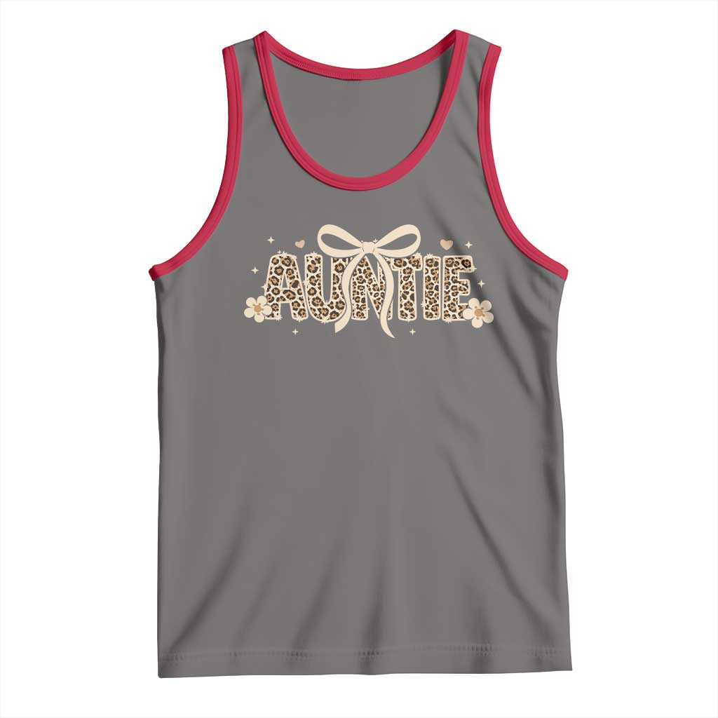 Leopard Auntie Tank Top Coquette Bow Cute Gift For Aunt TS10 Deep Heather Red Print Your Wear