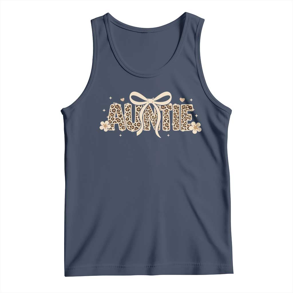 Leopard Auntie Tank Top Coquette Bow Cute Gift For Aunt TS10 Navy Print Your Wear