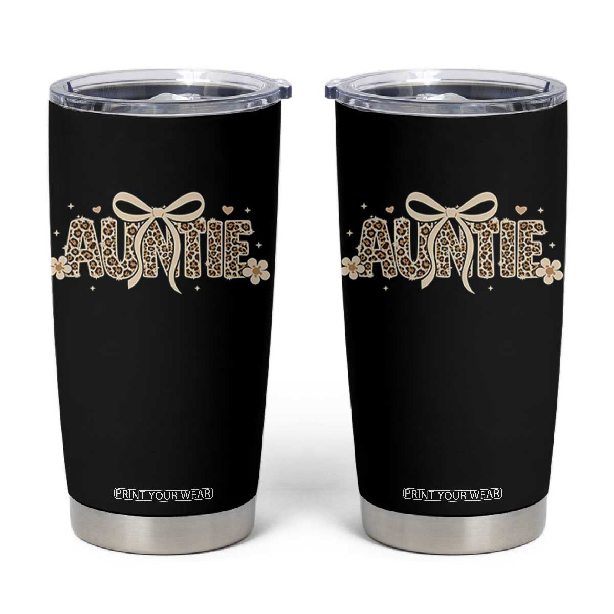 Leopard Auntie Tumbler Cup Coquette Bow Cute Gift For Aunt TS10 Black Print Your Wear