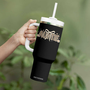 Leopard Auntie Tumbler With Handle Coquette Bow Cute Gift For Aunt TS10 Print Your Wear