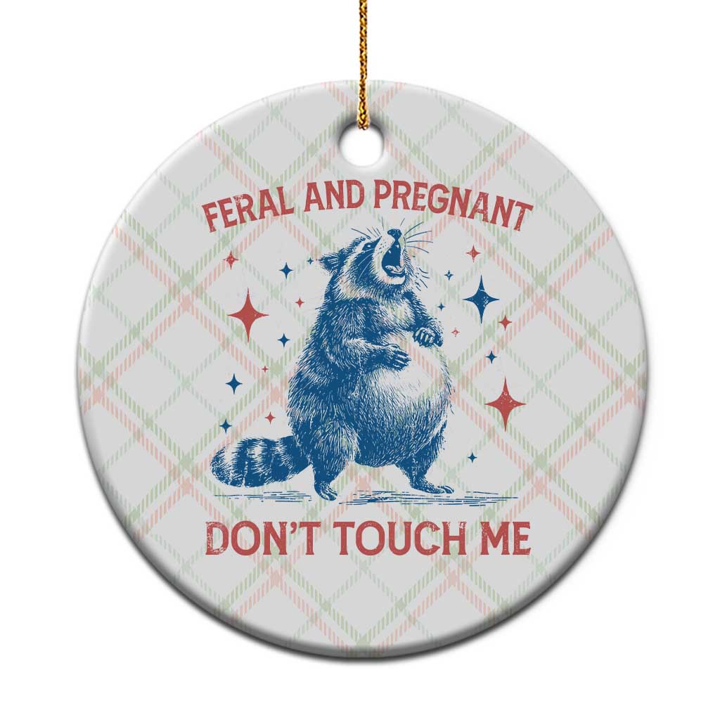 Pregnant Racoon Ceramic Ornament Feral And Pregnant Dont Touch Me Pregnancy Humor TS10 1pc Christmas Plaid Print Your Wear