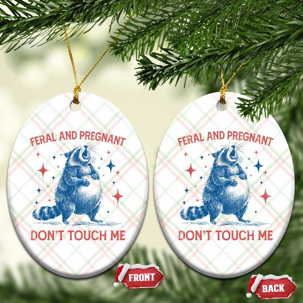 Pregnant Racoon Ceramic Ornament Feral And Pregnant Dont Touch Me Pregnancy Humor TS10 Print Your Wear